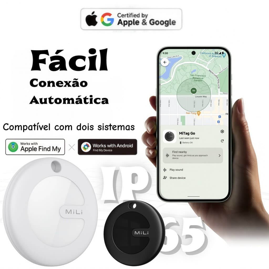 Kit 1/2 Localizador GPS MiLi – Dual System, Fácil Conexão, Tag Anti-Perda Inteligente