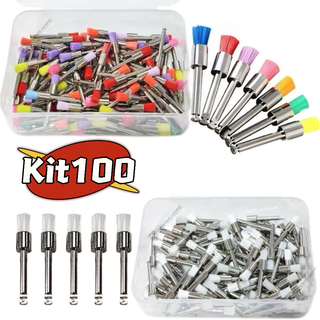 Kit 100 Escovas de Profilaxia Descartáveis Sortidas Dentes