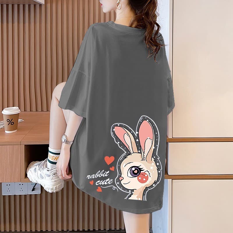 Roupa de maternidade versão coreana puro algodão dos desenhos animados veados impressão de manga curta na moda comprimen