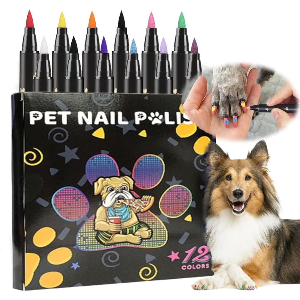 Canetas De Esmalte Para Cães 12 Cores Kit De Arte De Unhas Animais De Estimação Seguro De Secagem Rápida E Gatos