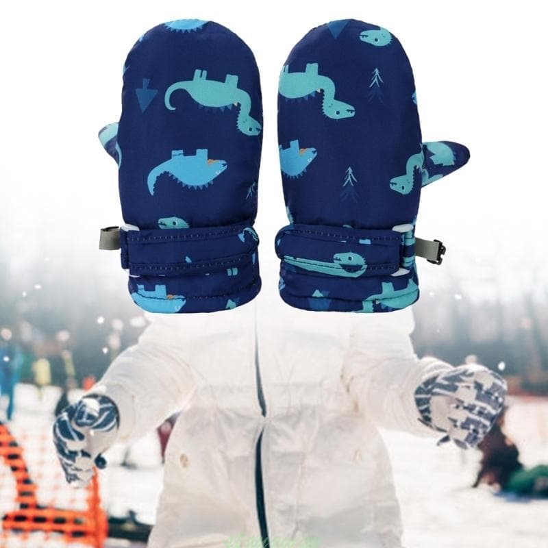 SRA Youth Thermal Ski Mittens Dinossauro Fofas Desenho Animado À Prova Secagem Rápida