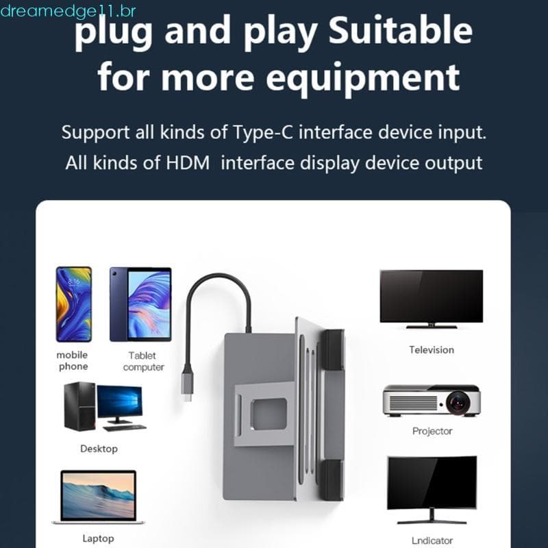 dreamedge11 Fast 5Gbps Type C Docking Station Suporte Para Laptop 9 Portas E GigabitEthernet