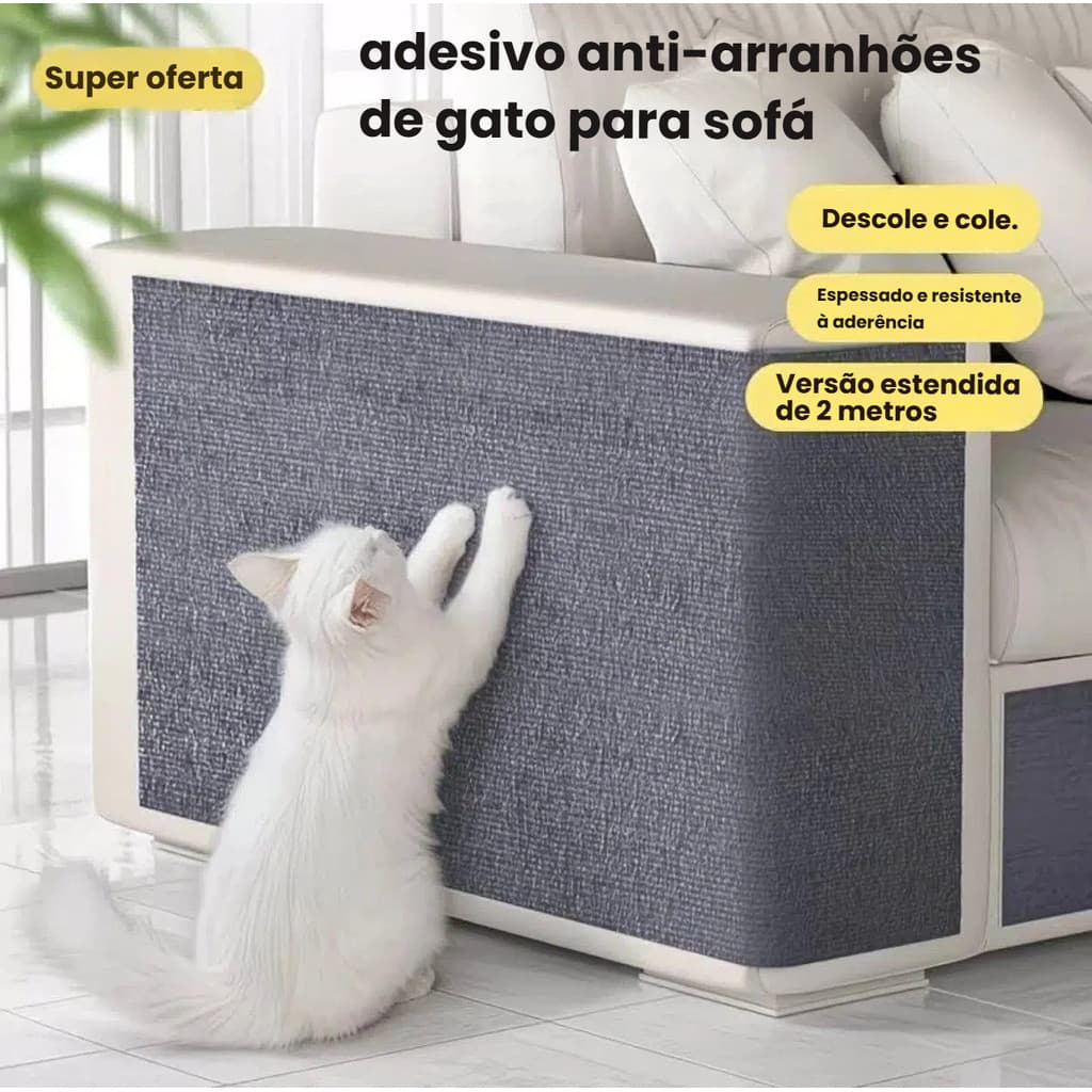 Arranhador Adesivo para Gatos – Protetor de Sofá, Cama e Móveis