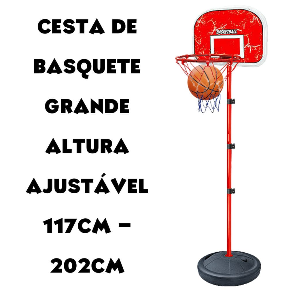 Cesta Basquete Estilo Profissional Atividade Divertida para Criança e Família Altura 2,02M