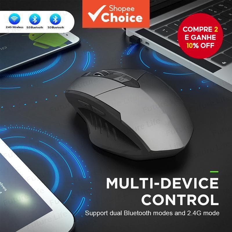 Mouse Sem Fio Recarregável 2.4G F1S/A1 Office Mute Bluetooth Suporte PC Laptop Tablet Celular