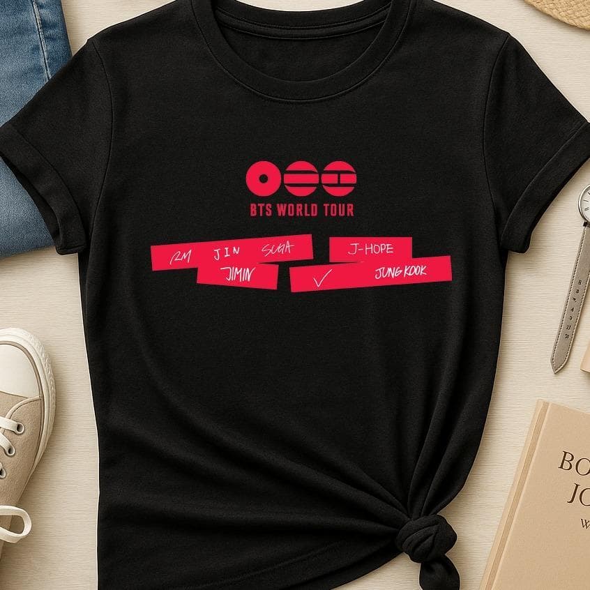 Camiseta BTS Tour 2026 Show Camisa Básica Algodão Manga Curta Kpop Koreano Unissex Premium Top Varias Cores