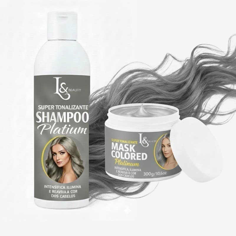 Kit Tonalizante Máscara Platinum Colored + Shampoo Platinum 300ml L&beauty