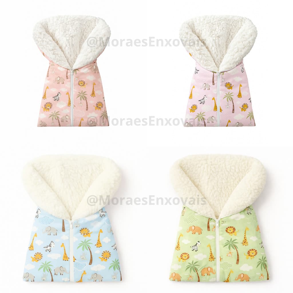 Saco de Bebê Dormir Com Zíper Sherpa Várias Estampas