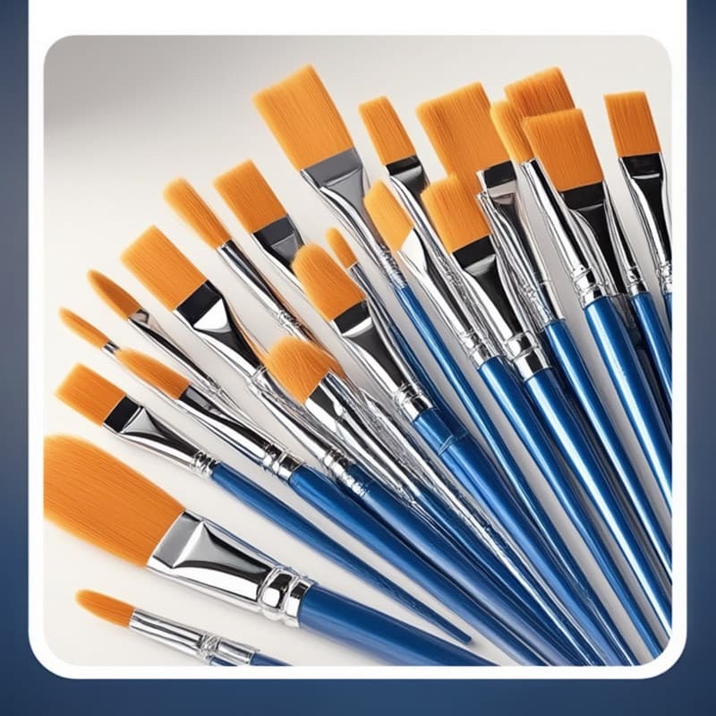 Conjunto De Pincéis De Pintura Profissional (50 Unidades)-Cerdas De Nylon De Vários Tamanhos Para Óleo/Água/Acrílico/Art