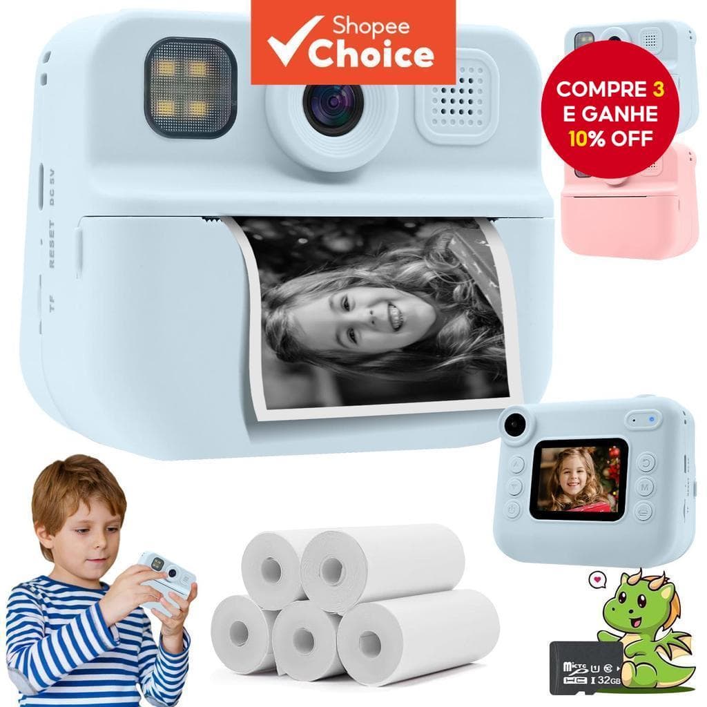 Câmera De Impressão Para Câmeras Digitais Instantâneas Infantis E Impressora Fotográfica Presentes De Aniversário De Nat