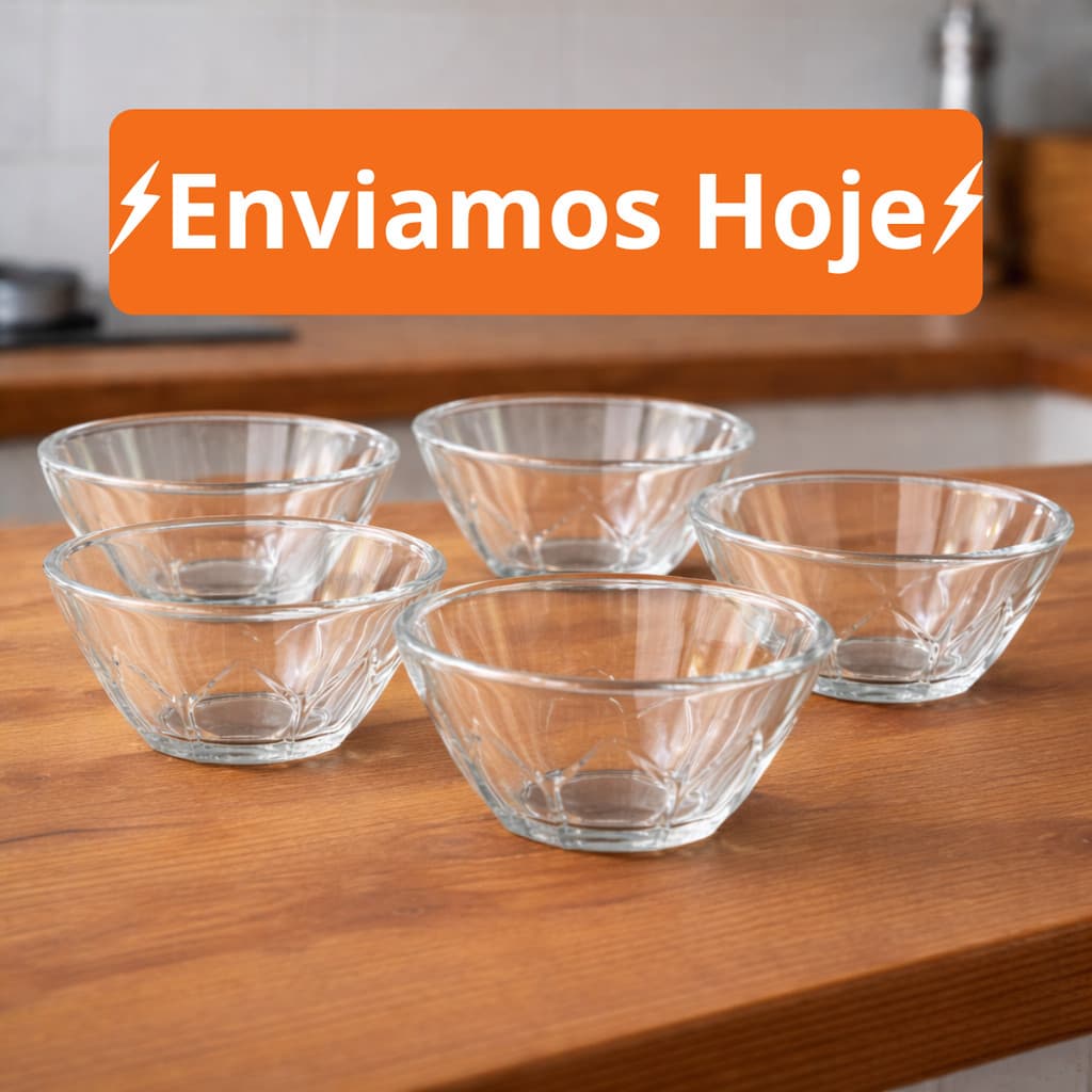 Jogo De Sobremesa Tigela Bowl 6 ou 24 Peças Em Vidro Desenhado