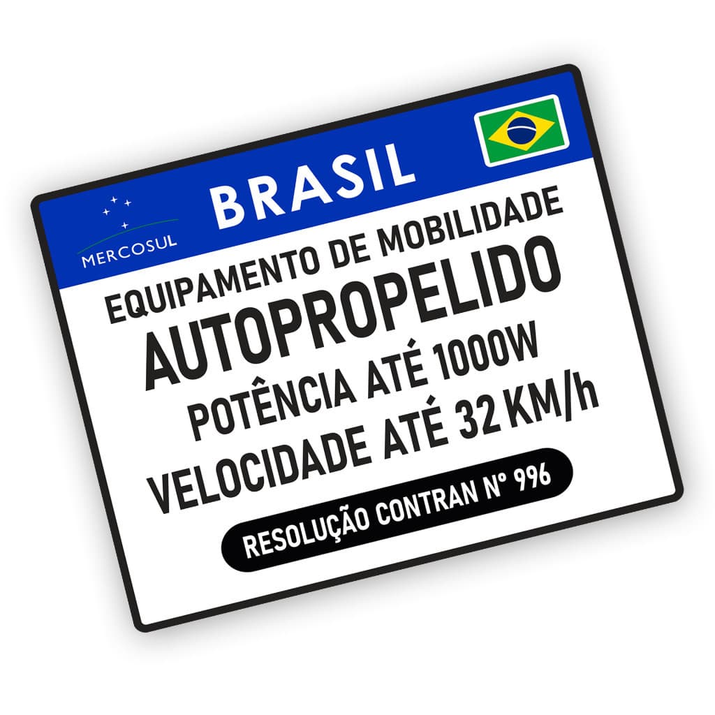 Placa Para Bike Scooter E Bicicleta Elétrica PS Adesivado
