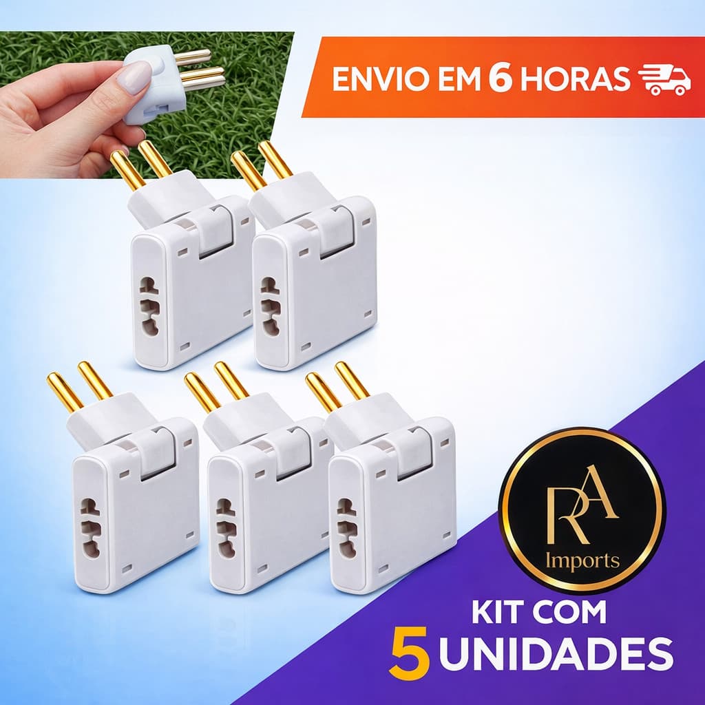 Adaptador Benjamin Articulado Deslocado 10A e 20A Resistente Bivolt