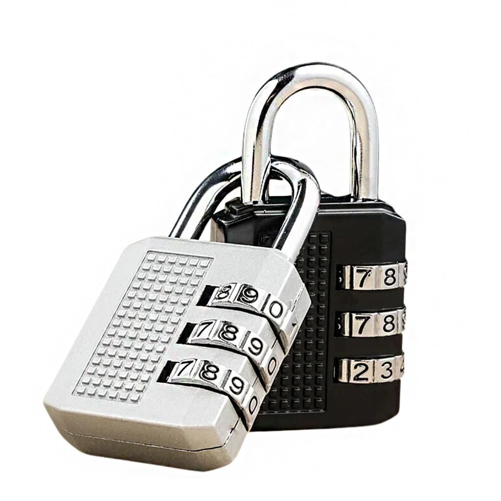 Cadeado 3 Digitos Código Combinação com Senha Armario Mala de Viagem Preto \ Prato