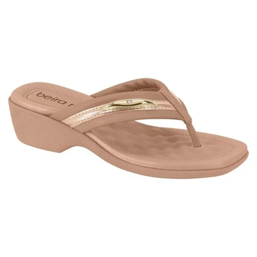 Tamanco Beira Rio Feminino Ouro Rosado Ortopédica Casual