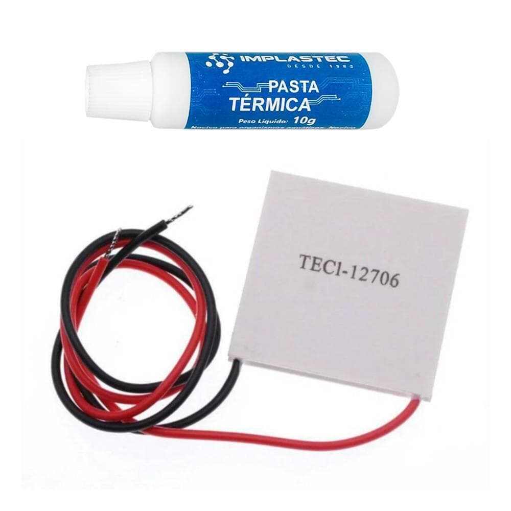 Kit Peltier 15V + Pasta Térmica Implastec 10g para Refrigeração