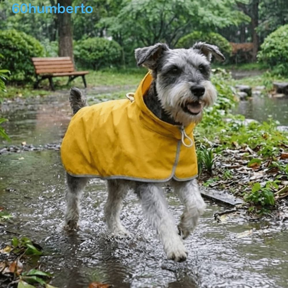 Capa De Chuva Com Capuz Para Cachorro HUMBERTO , Impermeável Buraco De Trela Listras Reflexivas , Macacão Cobertura Tota