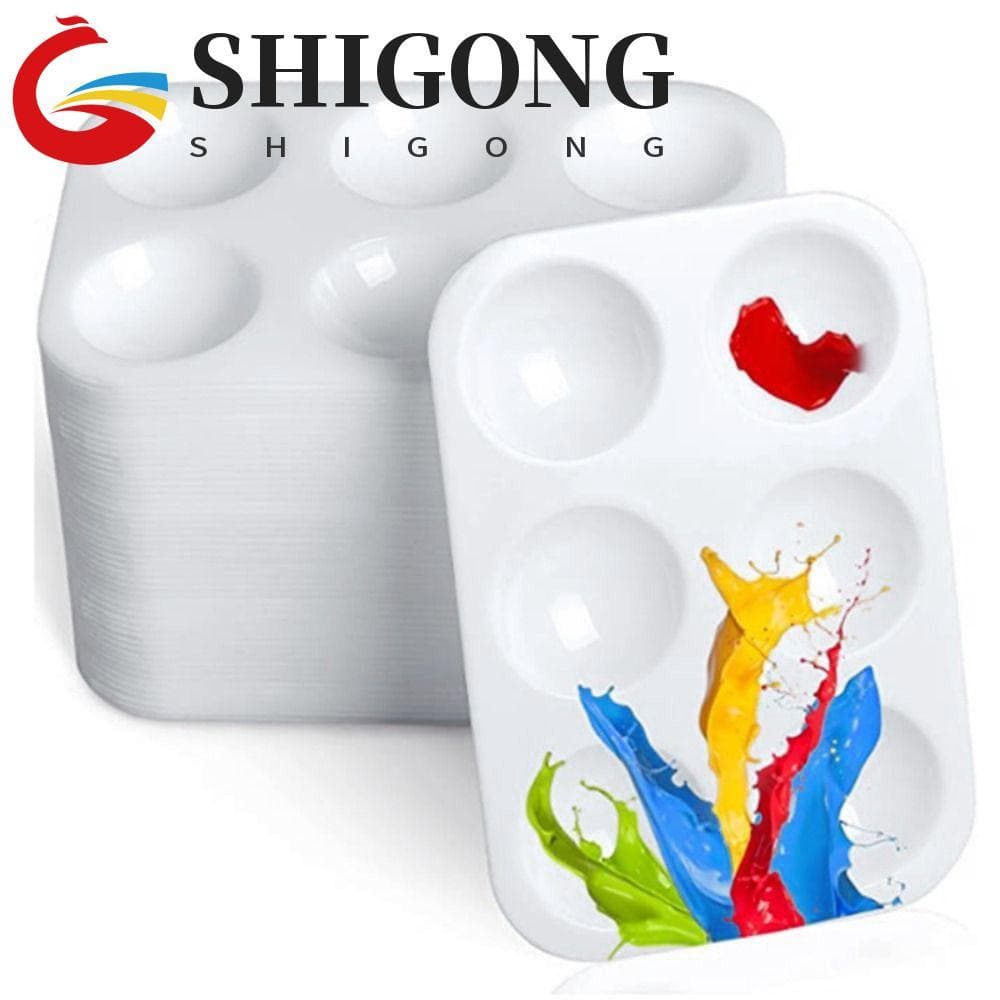 SHIGONG 10 Peças Paleta De Aquarela , Bandeja De Pintura De Plástico Retangular , Arte Branca