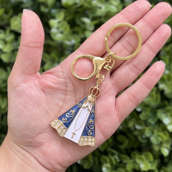CHAVEIRO NOSSA SENHORA APARECIDA DOURADO COM STRASS