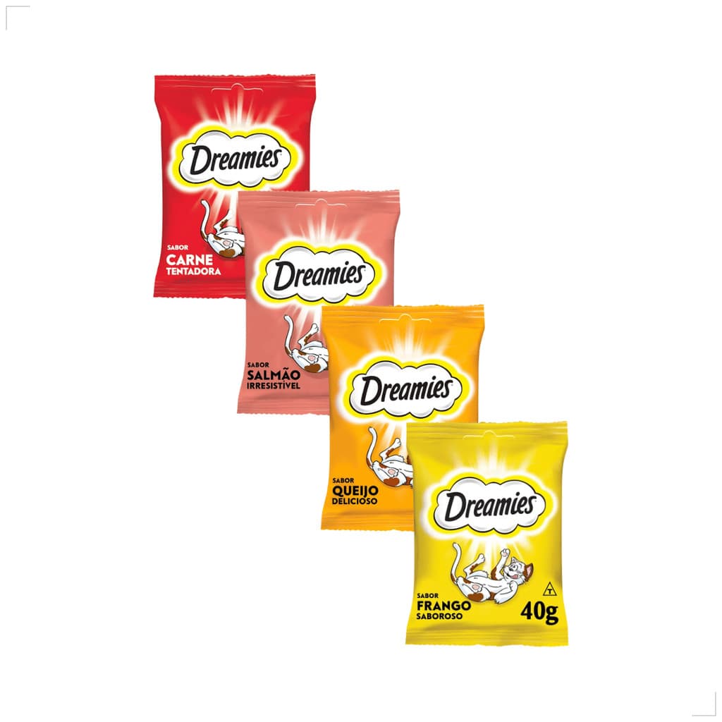 Kit 10 Petisco Dreamies para Gatos Adultos 40 g