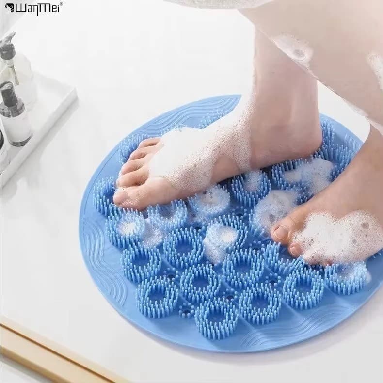 Escova de silicone para massagem corporal com ventosa, ideal para massagear as costas e limpar os pés durante o banho