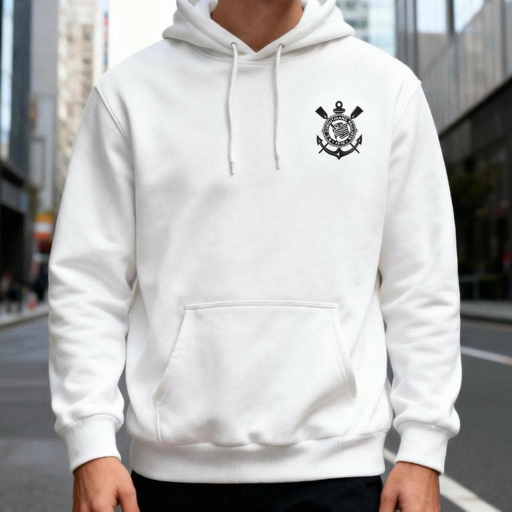 Moletom Blusa de Frio Unissex Premium Flanelado Canguru Capuz Corinthians Timão Streetwaer