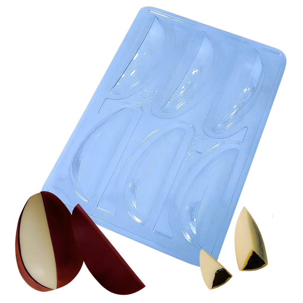 Forma p/ Chocolate Páscoa Ovo Fatias 250g Cod. 3716 3 Partes c/ Silicone Semiprofissional Bwb