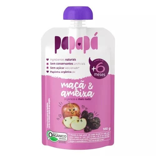 Papinha Orgânica Maçã & Ameixa Papapá Squeeze 100g