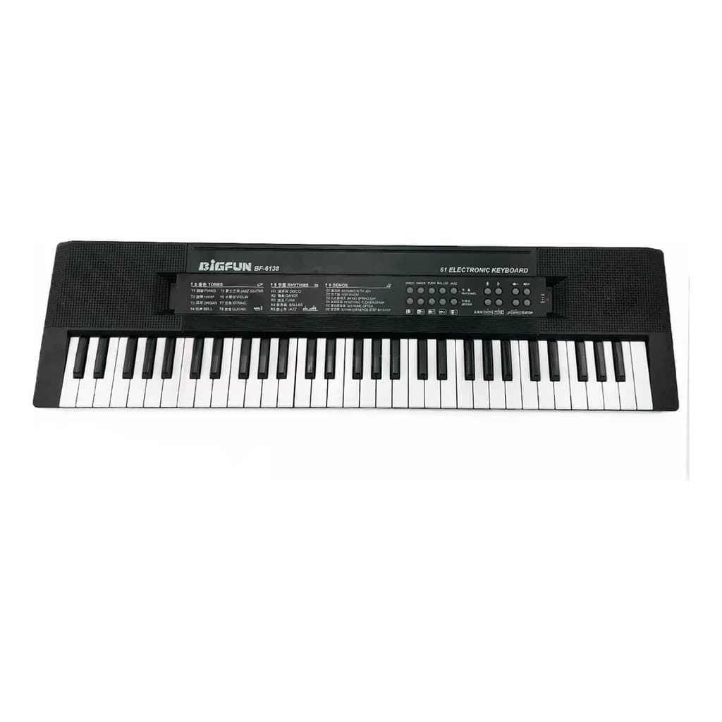 Teclado Bigfun BF6138 Preto 61 Teclas Bivolt 110v220v Com Microfone Incluso