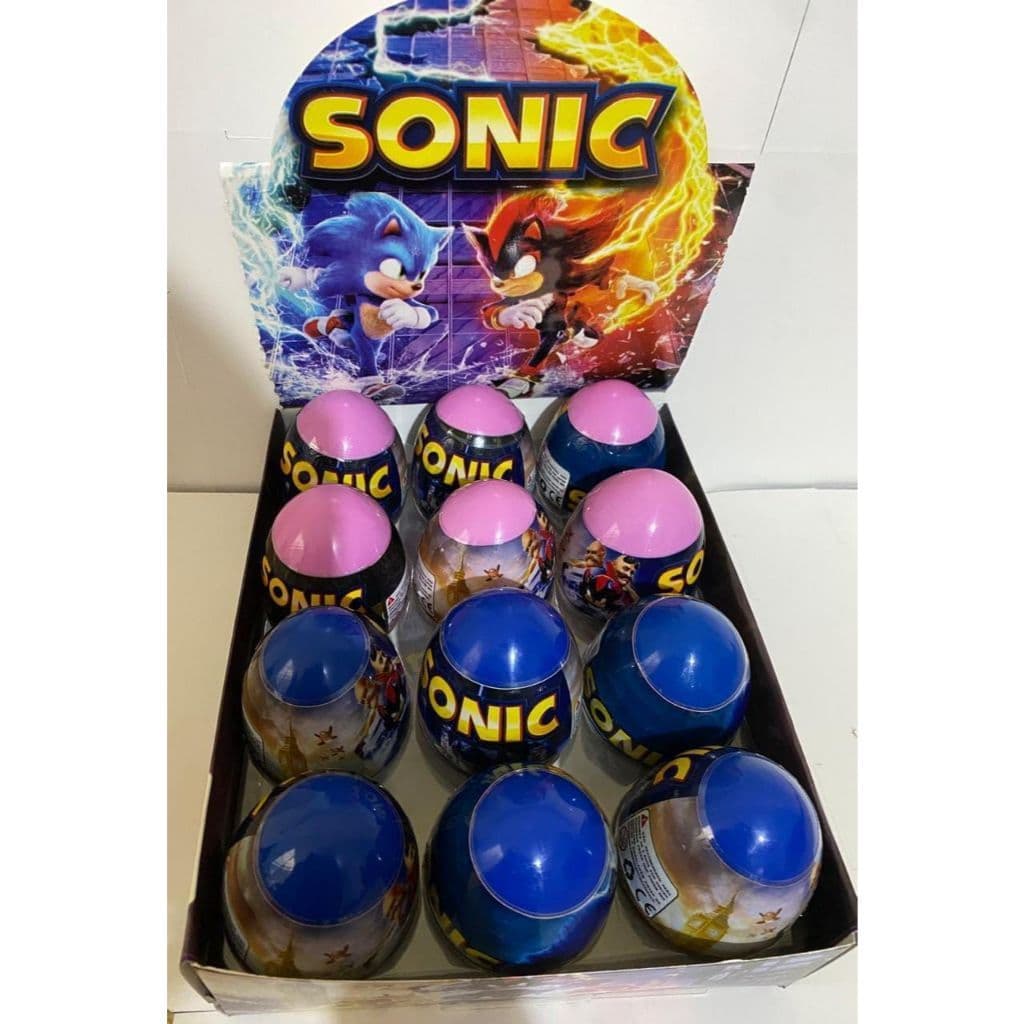 Kit com 6 ou 12 Ovos Surpresa Sonic Desenho Animado Festa Infantil Brinquedos Unisex