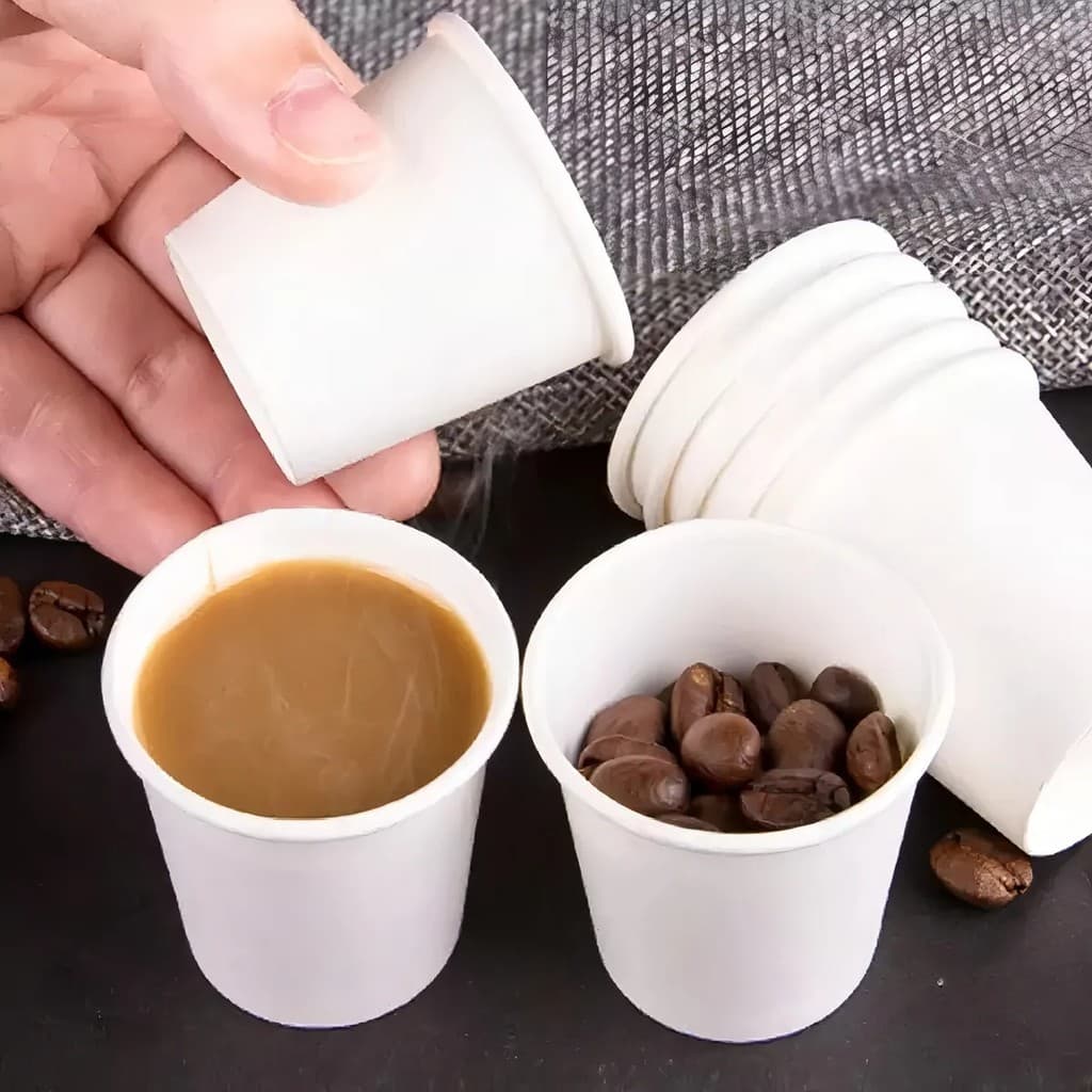 50, 100 ou 200 Copos de Papel Térmico Branco para Café Chá Festas Bebidas Quentes e Geladas