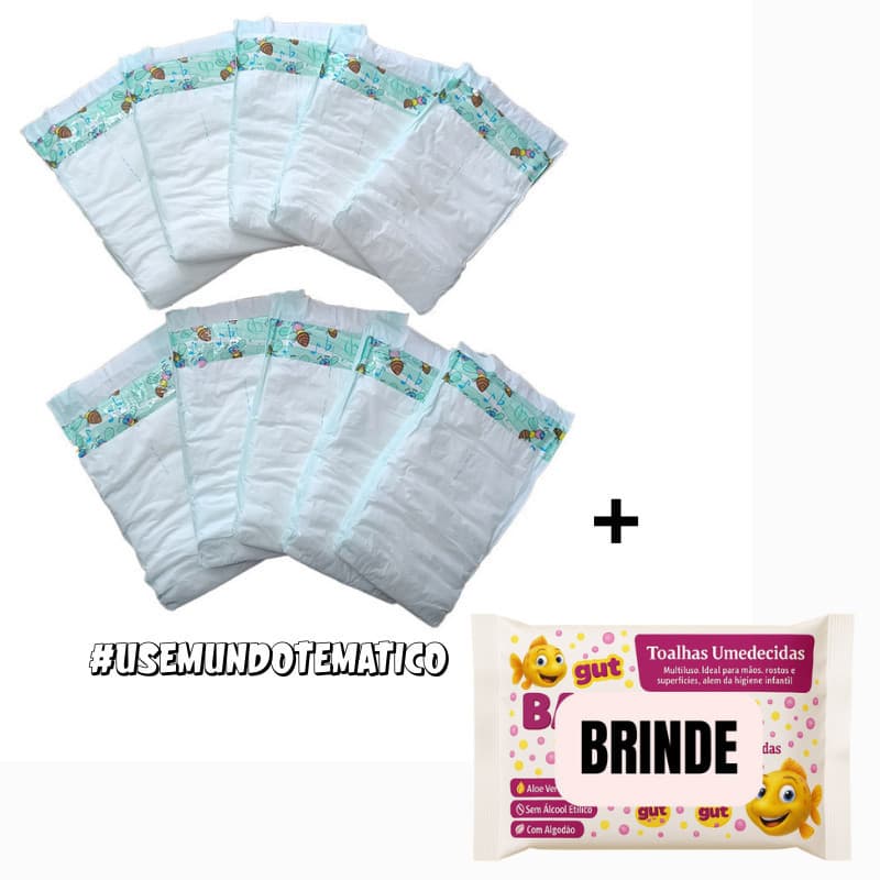 Kit 10 Fraldas Descartáveis Boneca Bebê  Reborn -LENÇO PRESENTE