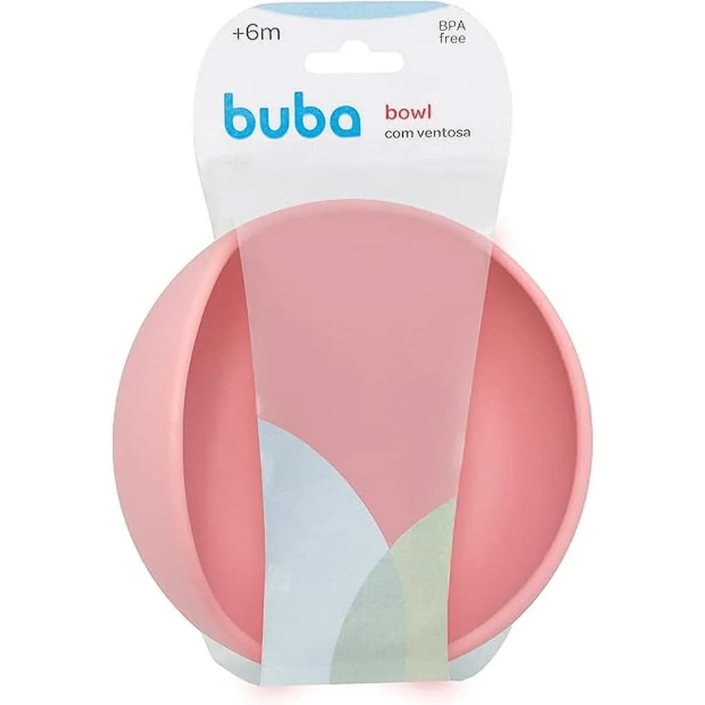 Tigela em Silicone com Ventosa Buba Rosa +6M 350ml