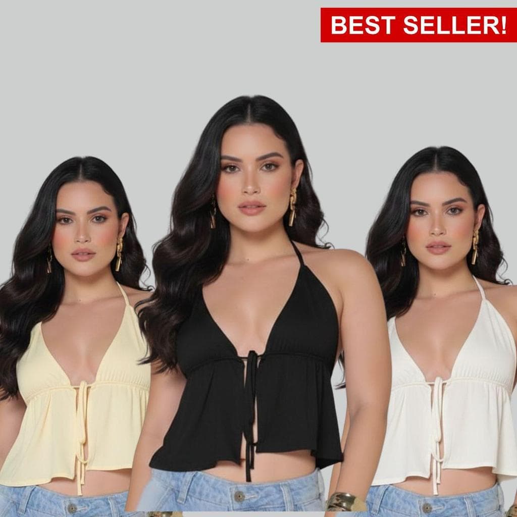 Cropped Feminino Estilosa Top Blusinha de Alcinha Batinha  Decote Amarração Regatinha Estilosa