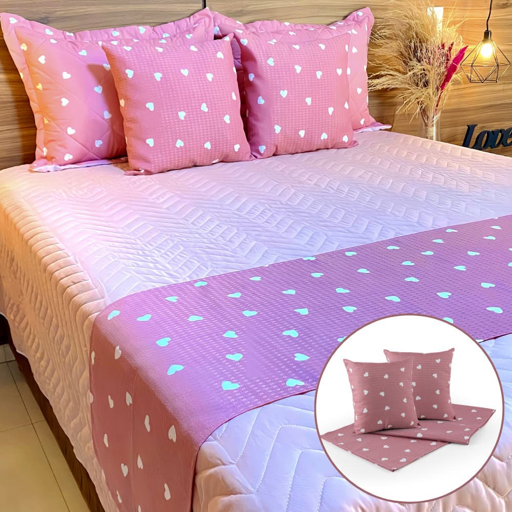 Kit 2 Capas de Almofada 45x45 + Peseira para Cama Posta Tecido Piquet