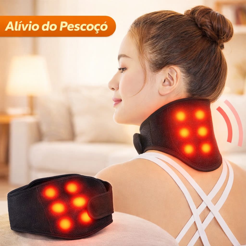Suporte Cervical Aquecimento Terapêutico com 7 Ímãs e Terapia Infravermelha | Alívio de Dores no Pescoço e Ombros