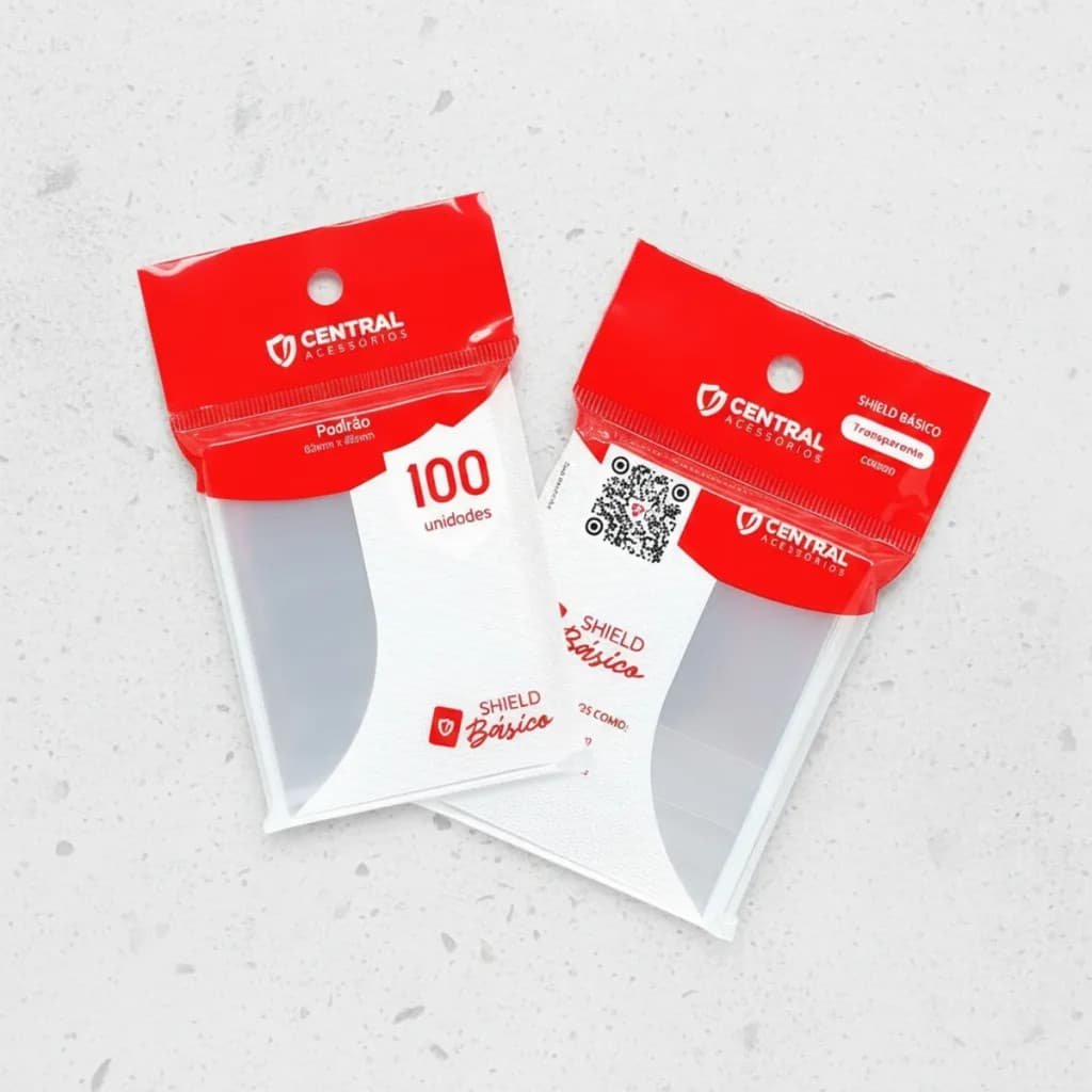 Protetor de Cartas Sleeve Central Shield 63 x 88mm Padrão Básico Transparente Pokémon Magic TCG