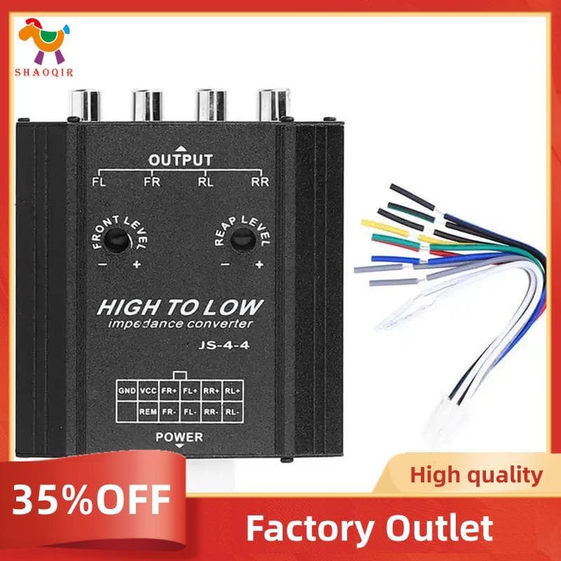 Conversor De Áudio De Carro De 4 Canais 12V Para Filtro De Frequência De Alto-Falante De Rádio Estéreo Linha Alta A Baix