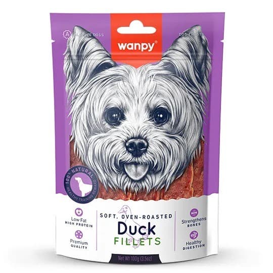 Petisco Fatias de Pato 100% Natural 100g Wanpy Duck Fillets para cães