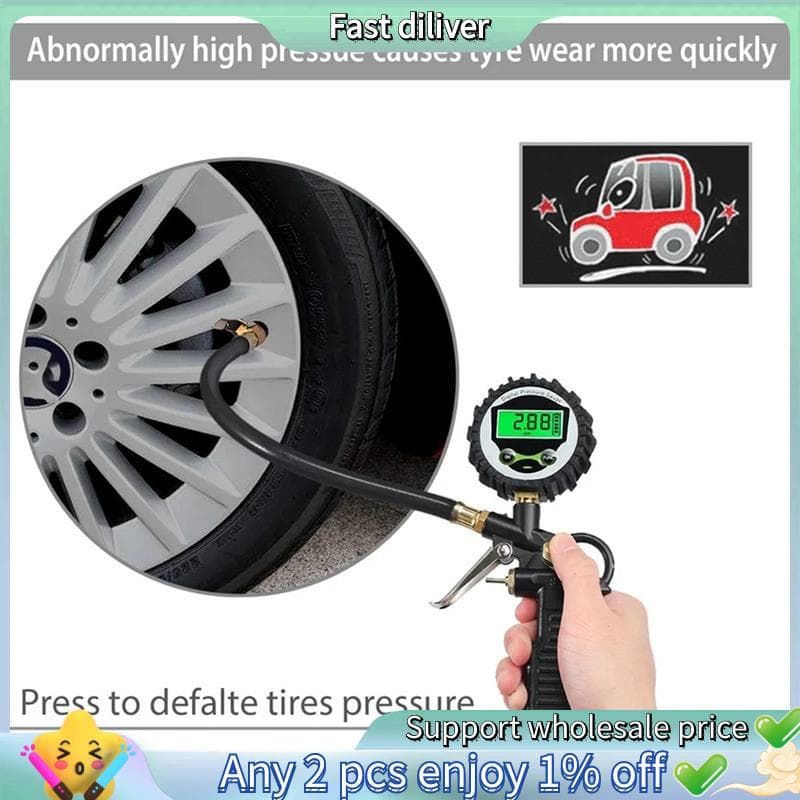 Medidor De Luz De Fundo Testador De Veículo Com Display Digital LCD De 200 PSI , Pressão Dos Pneus , Inflador De