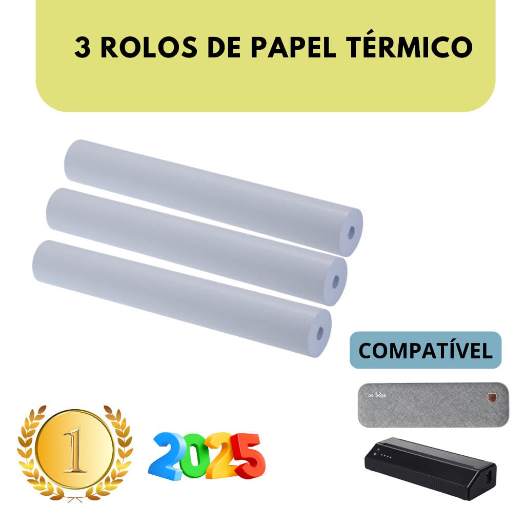 Papel Térmico Impressora Peripage A40 A4 21x30 - 3 Rolos