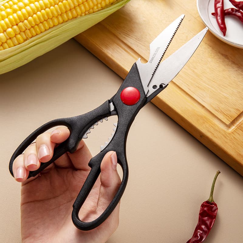 Tesoura de Cozinha Inox Multiuso Abridor de Garrafa Quebra Nozes - Tesoura Alimentos Carnes Legumes