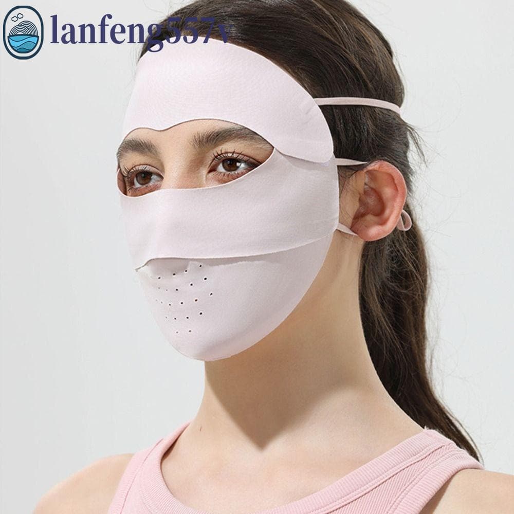 Máscara Protetora Solar LANFENG , De Seda Gelada Removível Fina De Verão , Véu Protetor , Proteção Respirável , Capa Fac