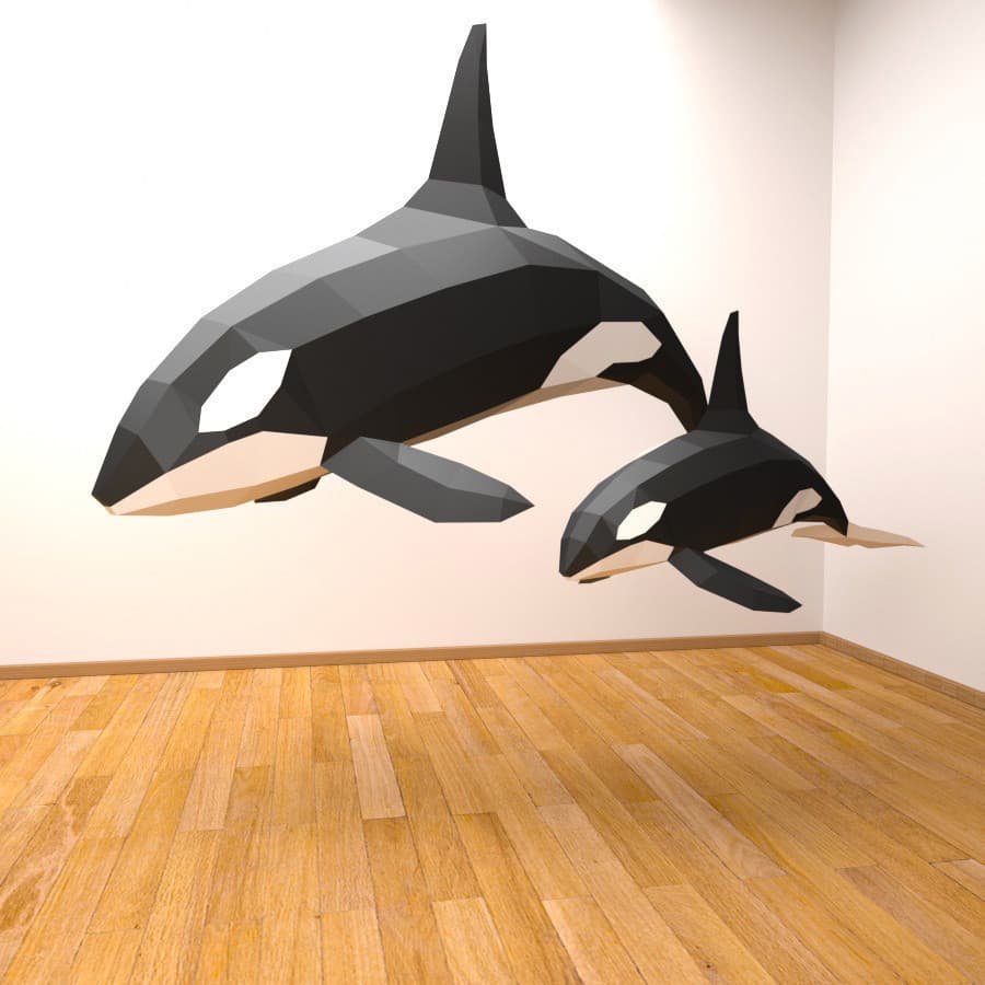 MOMO Molde de papel tridimensional Baleia assassina Estilo nórdico Grande janela de vida marinha Sala de estar Interior 