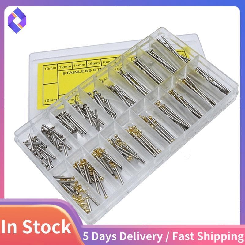 200 Pçs 10-28mm Pulseira De Relógio Pinos Conexão Eixo Fixo Aço Inoxidável Cru Orelha Haste Parafuso Mão Reparação Conju