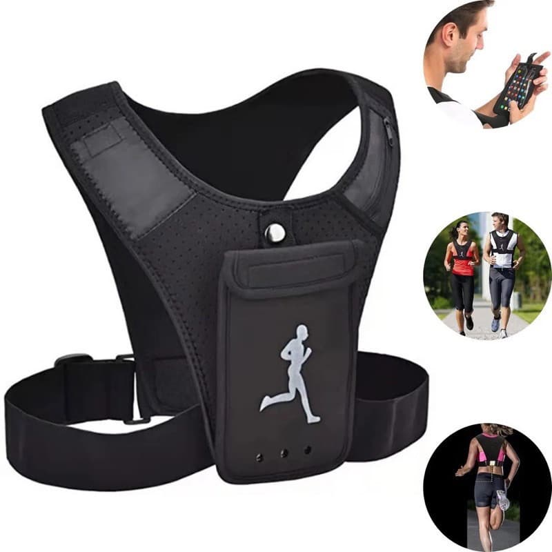 Colete Refletivo Para Corrida Com Suporte Telefone Com Bolsos Cinta De Peito Peitoral Porta Celular Pra Ciclismo