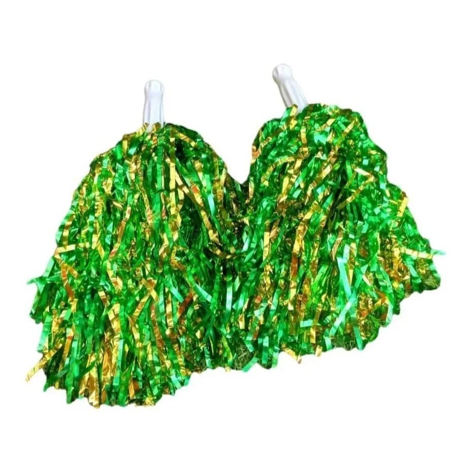 Pompom Metalizado Do Brasil Lider De Torcida Copa - 1 Par