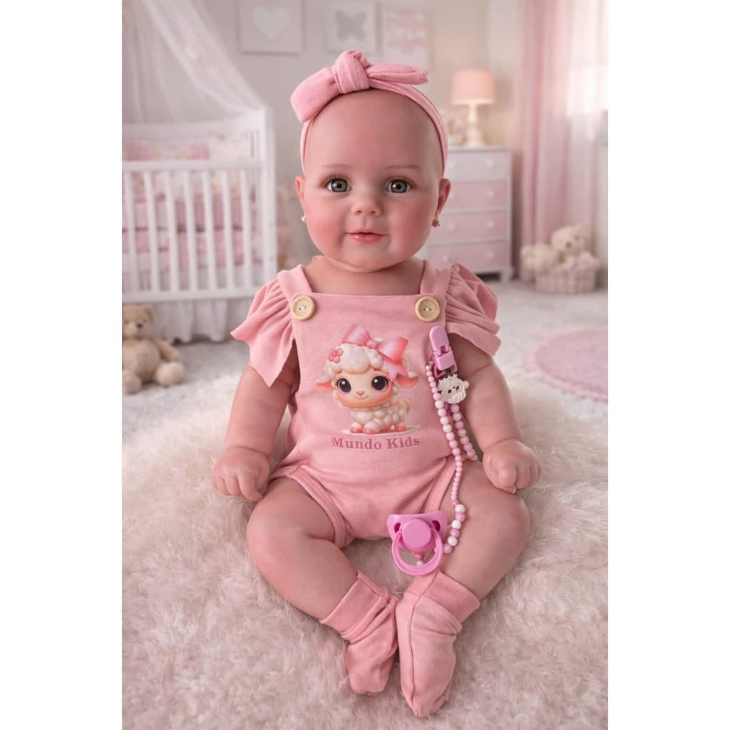 Boneca Bebê Reborn Sophia Olhos Castanhos 52cm Mundo Kids