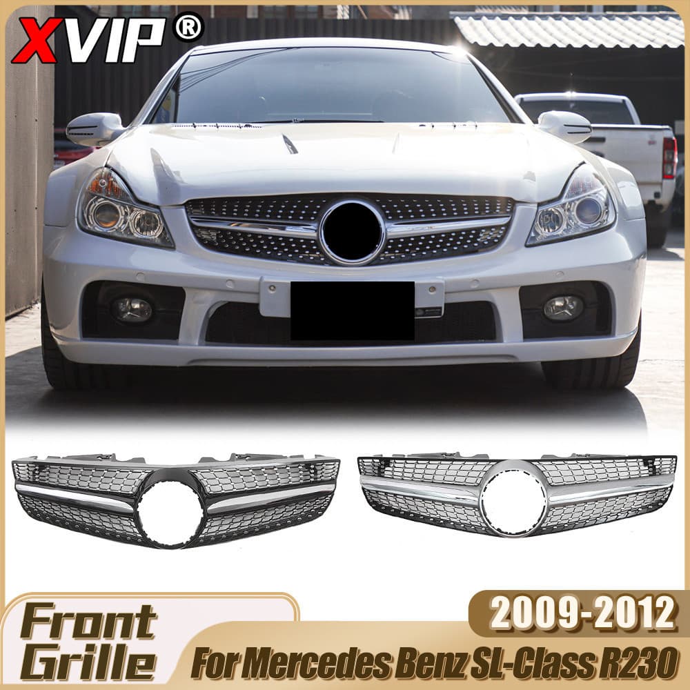 XVIP Grade Superior Estilo Diamantes Prateados Cromados Para Mercedes Benz SL-Class R230 SL300 2009-12 GTR Pára-Choques 