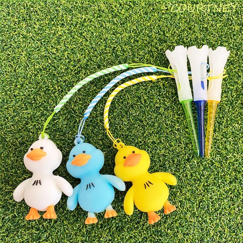 COURTNEY Duck Golf Tee , Camiseta De Borracha De Golfe De Desenho Animado De Plástico De Substituição , Suporte De Bola 